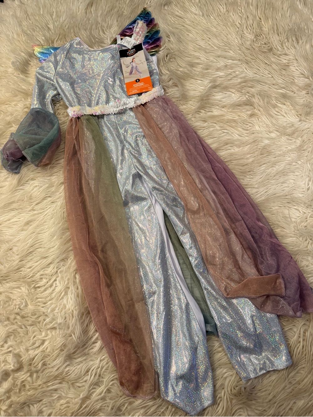 Dreamy Rainbow Unicorn Kids Costume - Shimmery Multicolor (L)